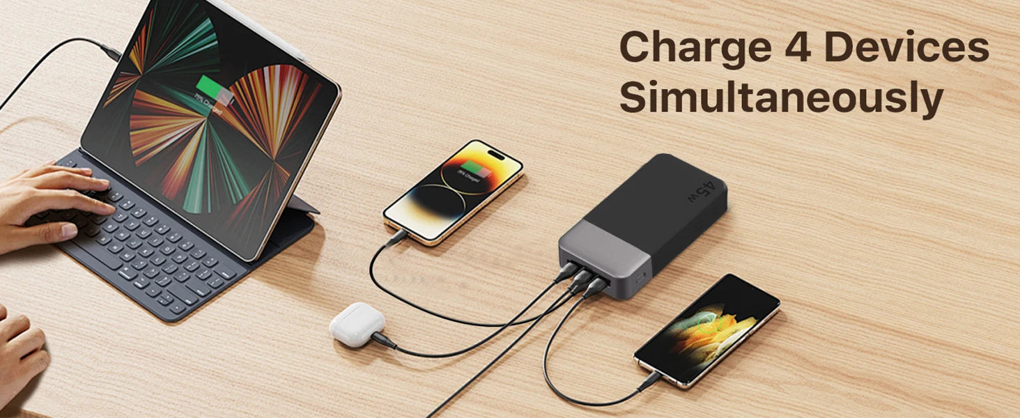 20000mAh Portable Charger - 45W USB-C Fast Charging Power Bank Tidesmit