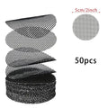 Set of multiple black round mesh drainage screens with grid openings, 50pcs