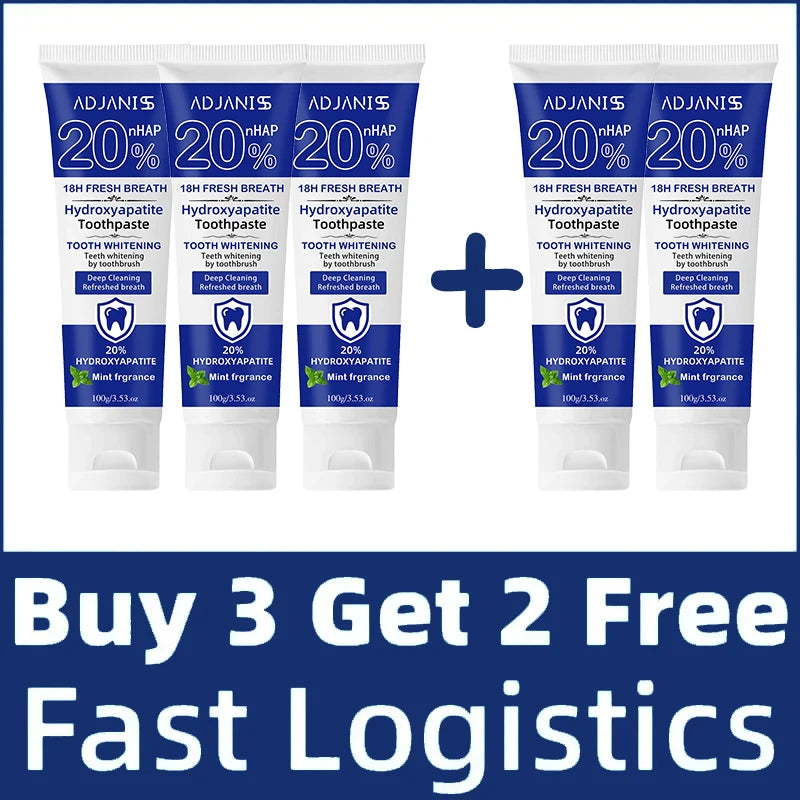 Tidesmit 20% Hydroxyapatite teeth whitening toothpaste for deep cleaning, plaque removal, and gum health.