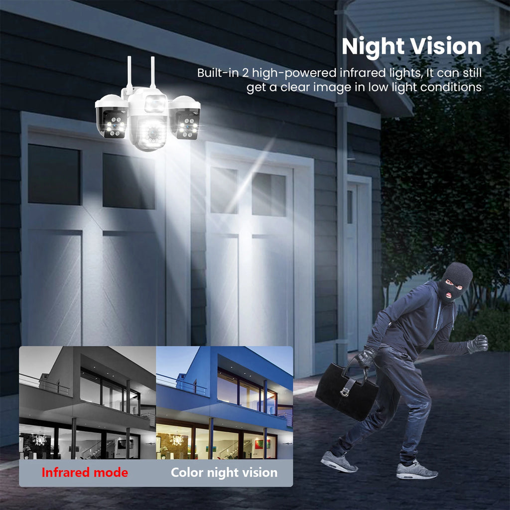 YOOSEE 15MP 4K WiFi Camera Three Lens Screen Camera Onvif 10X Zoom PTZ Automatic Tracking Two-way Audio CCTV Video Security Cam