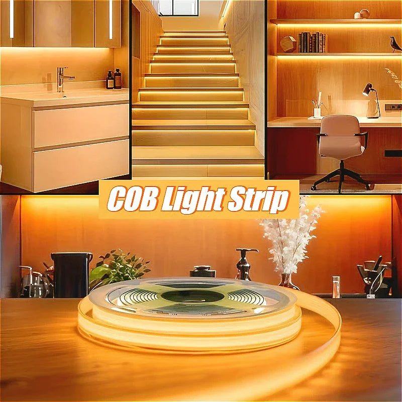 COB LED Strip Lights With Touch Dimmer 5V High Density Linear Lighting with Adhesive Tape DIY Lamp For Living Room Cabinet Decor