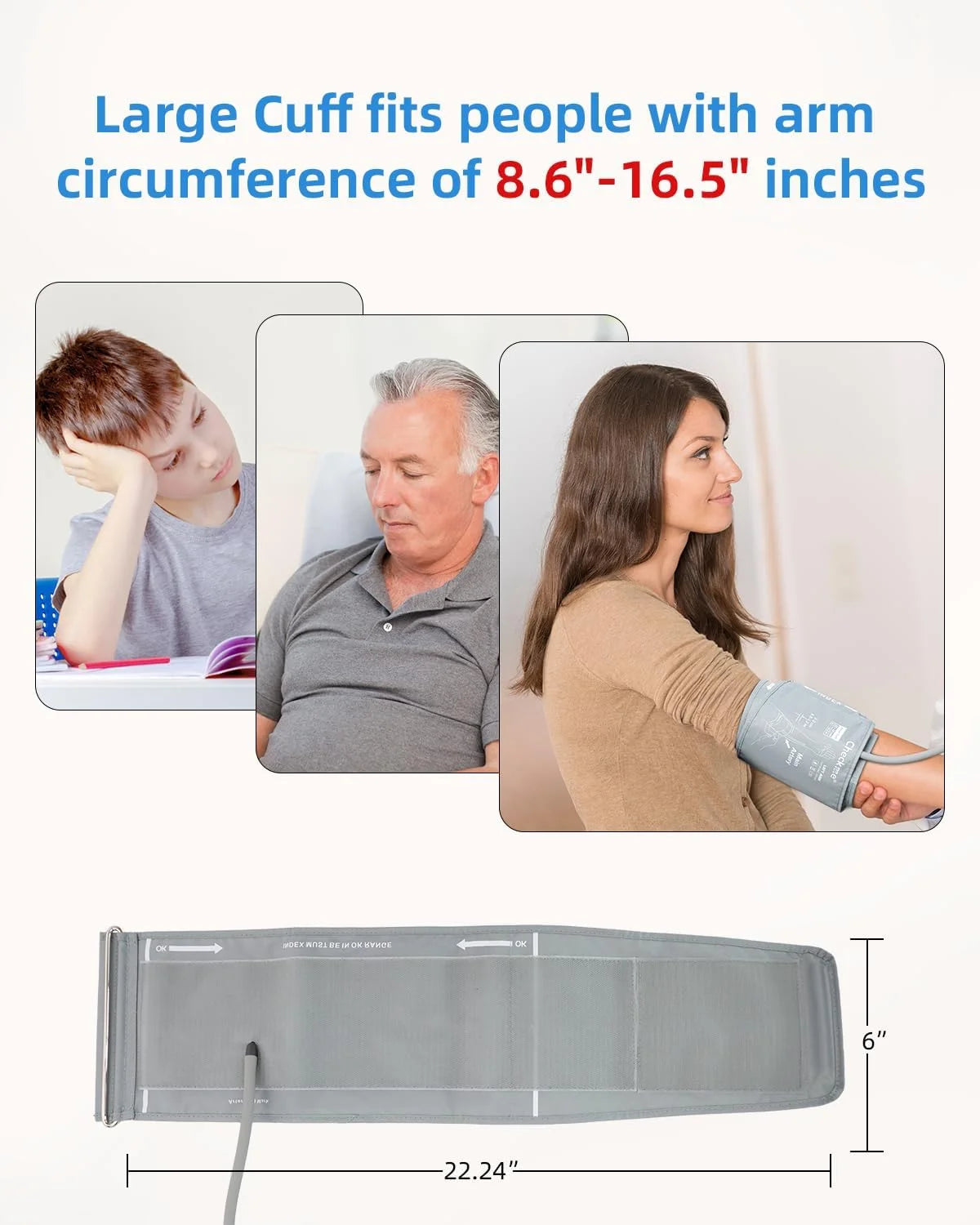 Checkme Large Blood Pressure Cuff for Adult Upper Arm Cuff Compatible with Most BP Monitors with 6 Connectors
