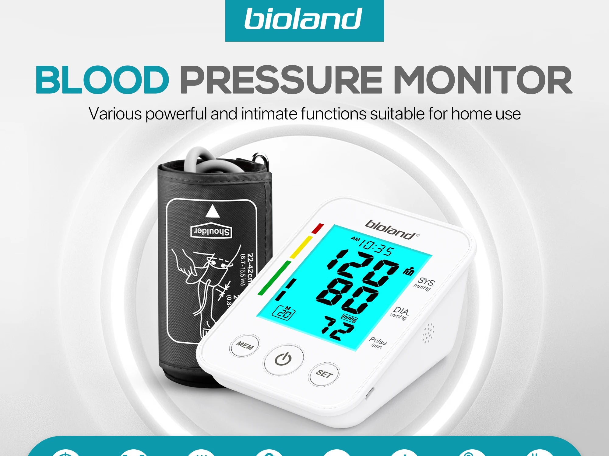 LinkSun 2005-1 Blood Pressure Monitor Tensiometer 22-42cm Upper Arm Blood Pressure Checker Digital BP Machine Heart Rate Monitor