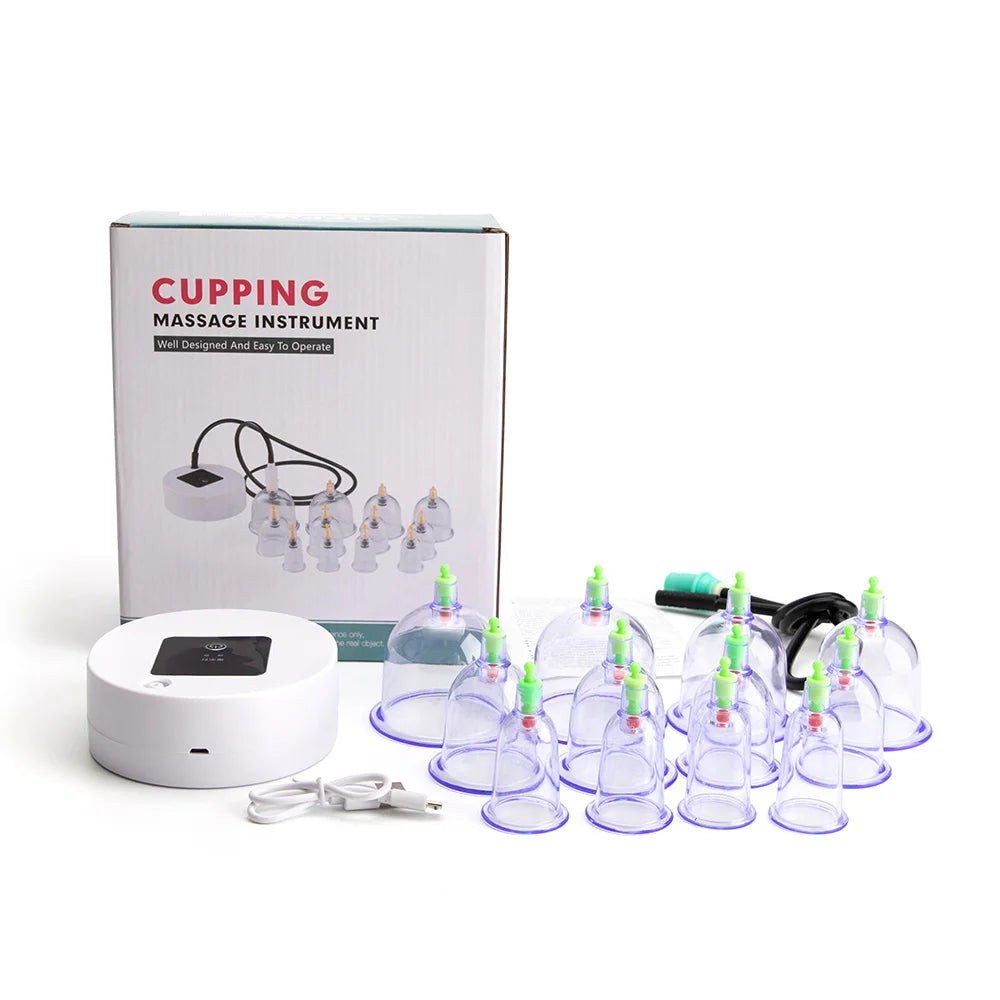 Electric Cupping Therapy Set for Back Massage | 12-Piece Wellness Kit Relaxation Treatment Tidesmit