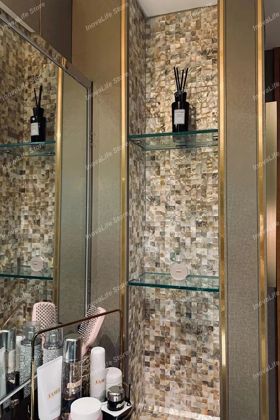 30x30CM Natural Shell Mosaic Tiles Sheet Mother of Pearl Wallpaper Tile Sticker Kitchen Backsplash Bathroom Shower Decorative