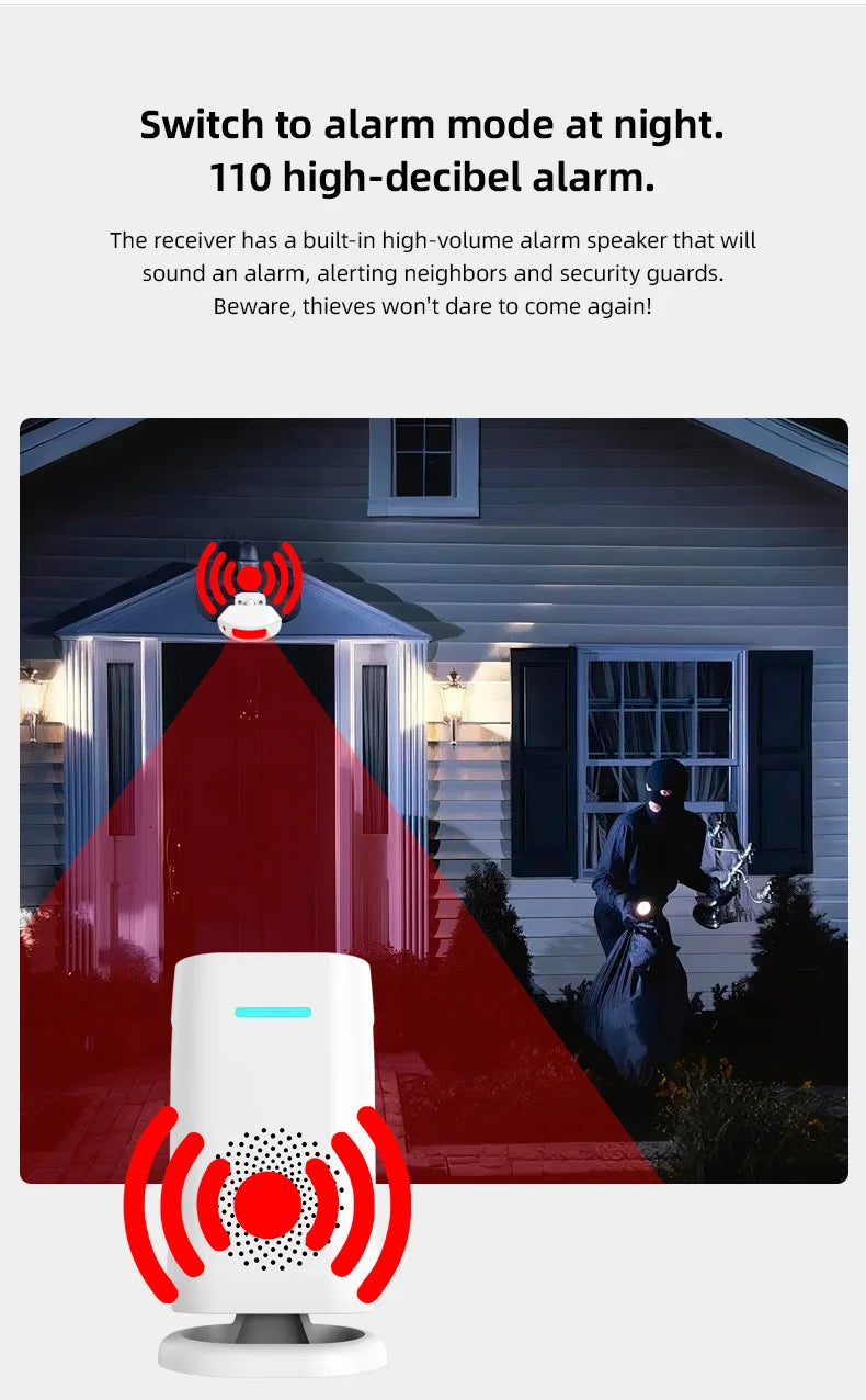 KERUI Split Welcome Chime Bell Intelligent Wireless Doorbell PIR Sensor Alarm Multiple Ringtones 433mhz Alarm Detector for Home