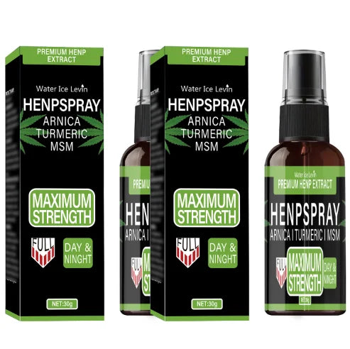 Premium Hemp Spray Extract with Arnica, Turmeric & MSM for Maximum Strength Day & Night Relief & Skin Care.