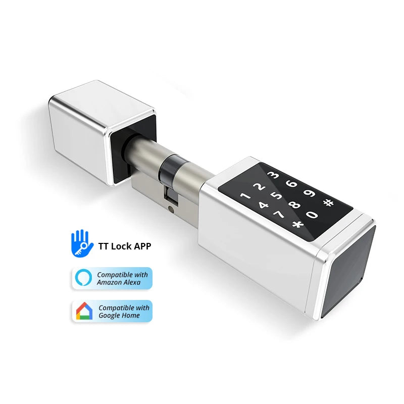 Rechargeable Smart Europe Cylinder Password RFID Card Key Digital Electric Ttlock APP Smart Door Lock Cylinder