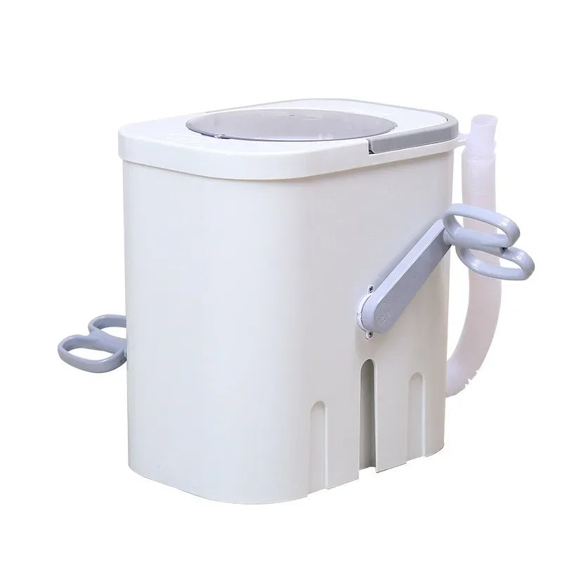Tidesmit manual shoe washing machine side view showing hand-cranked mechanism for socks and shoes in dorms