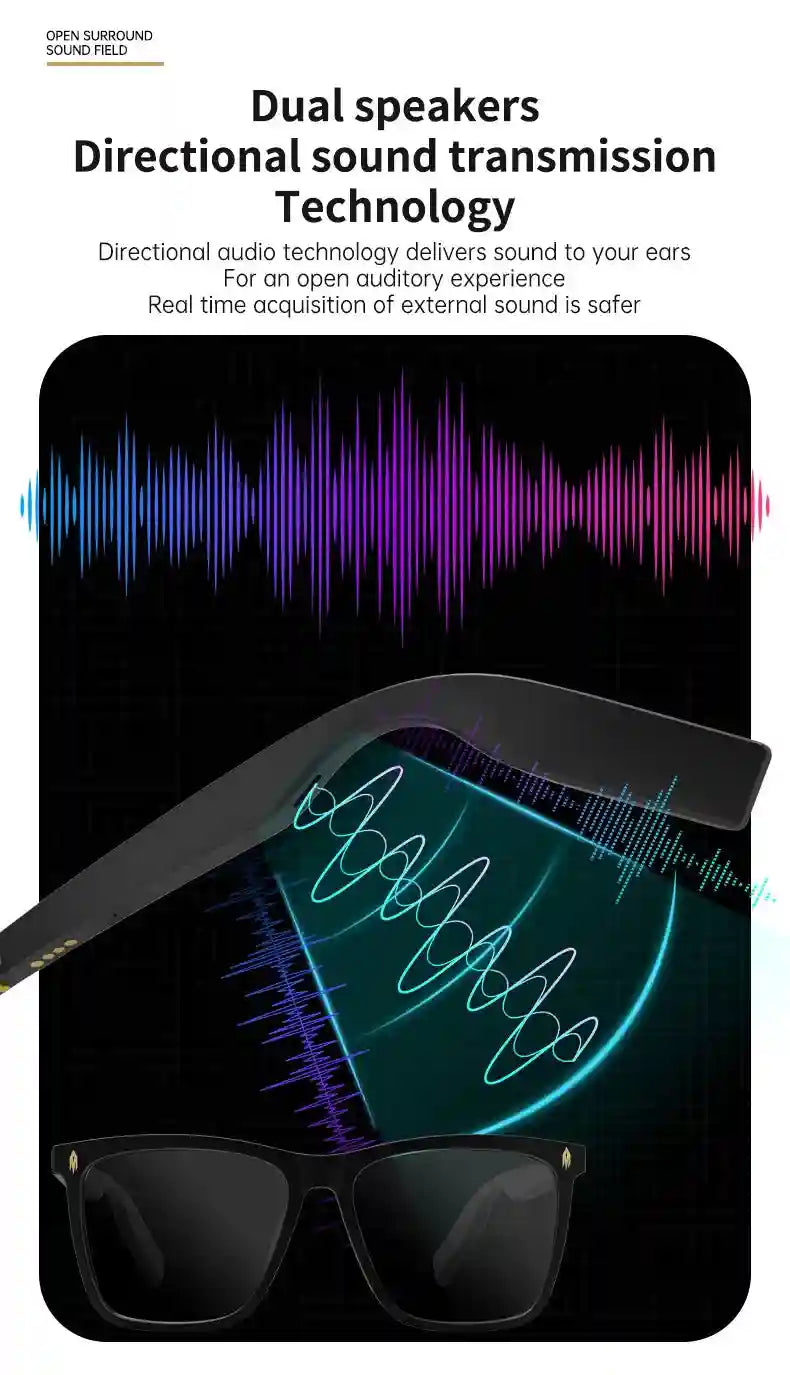 Smart Audio Sunglasses with Spatial Sound - Bluetooth Wireless Tidesmit