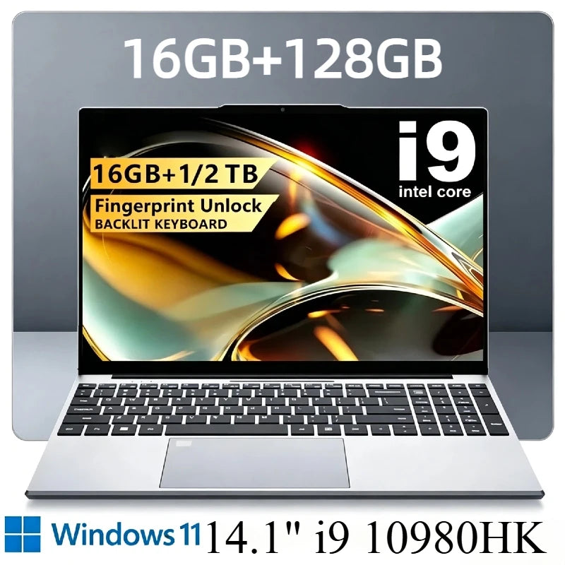 14.1 Inch Intel Core i9 10980HK Windows 11 Pro Laptop 32GB DDR4 2TB SSD Gaming Office PC Gamer Portable Notebook Computer Max