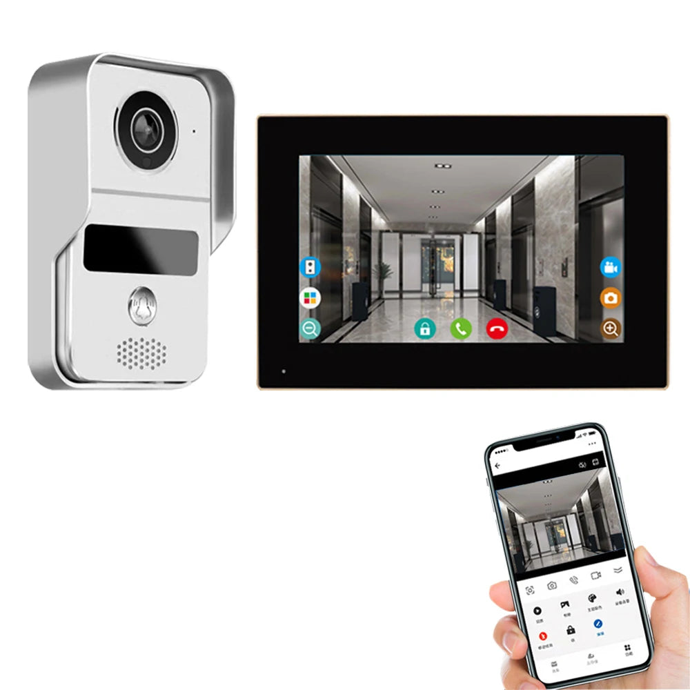 Support Tuya app WiFi visual intercom doorbell system 7/10 inch touch screen indoor monitoring intelligent villa home security