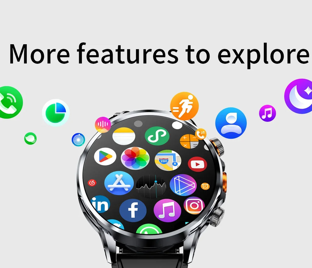 Smart Watch With 1.95 inch IPS 1100mah Battery 128GB ROM 500W Camera GPS WIFI Heart Rate APP Download Smartwatch Android 9.0