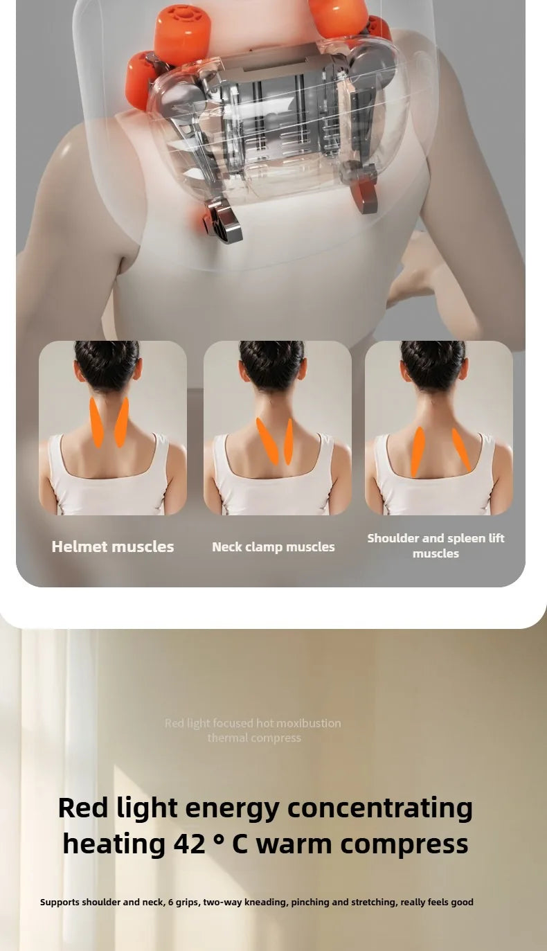 Electric Massager Neck Pillow - Portable Deep Tissue with Heat Therapy Massage Cushion Tidesmit