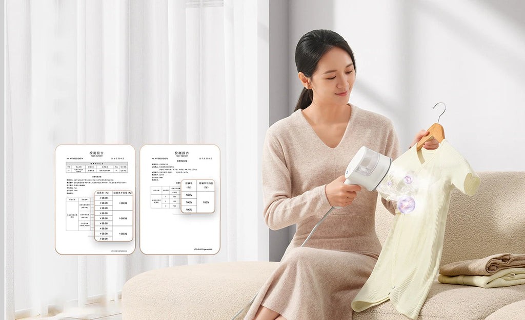 Tidesmit MIJIA handheld garment steamer for fast clothes ironing and mite removal on hanging or flat fabrics