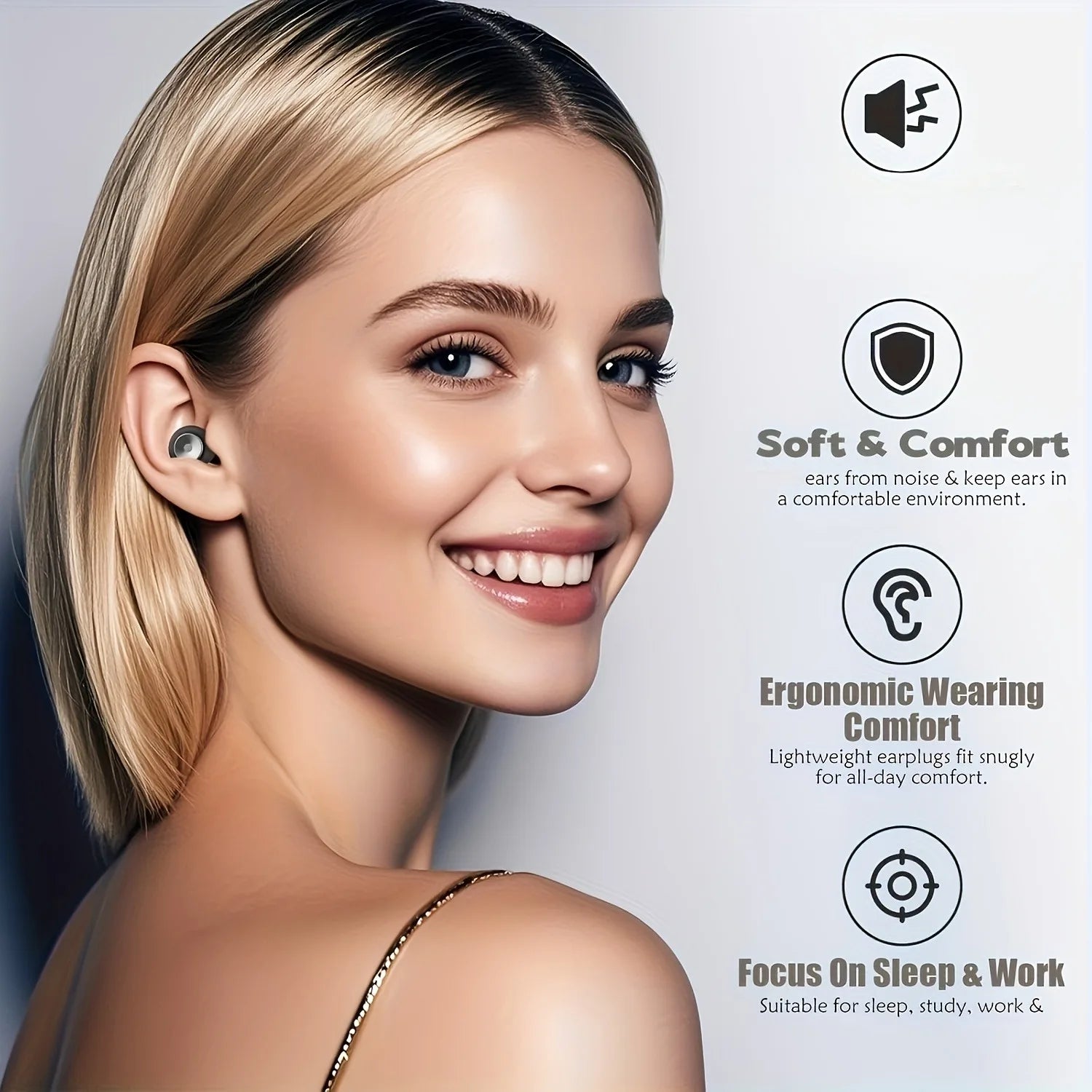 3D Sleep Mask with Integrated Earplugs - Ergonomic Light Blocking Tidesmit