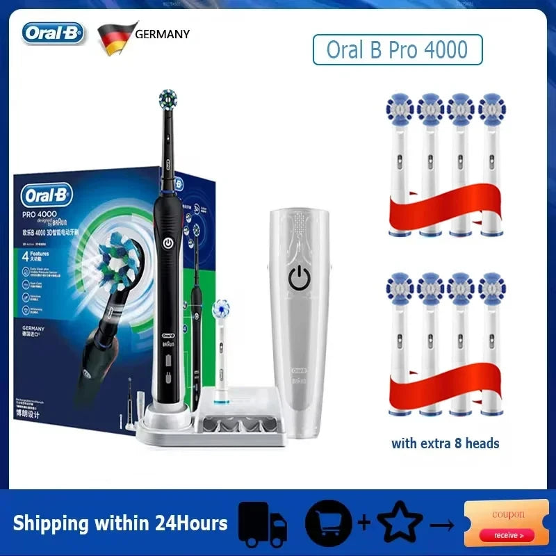Oral B Sonic Electric Toothbrush PRO4000 RPO600 D12 Vitality Rotating Tooth Brush for Adults Oral Cares Rechargeable Waterproof