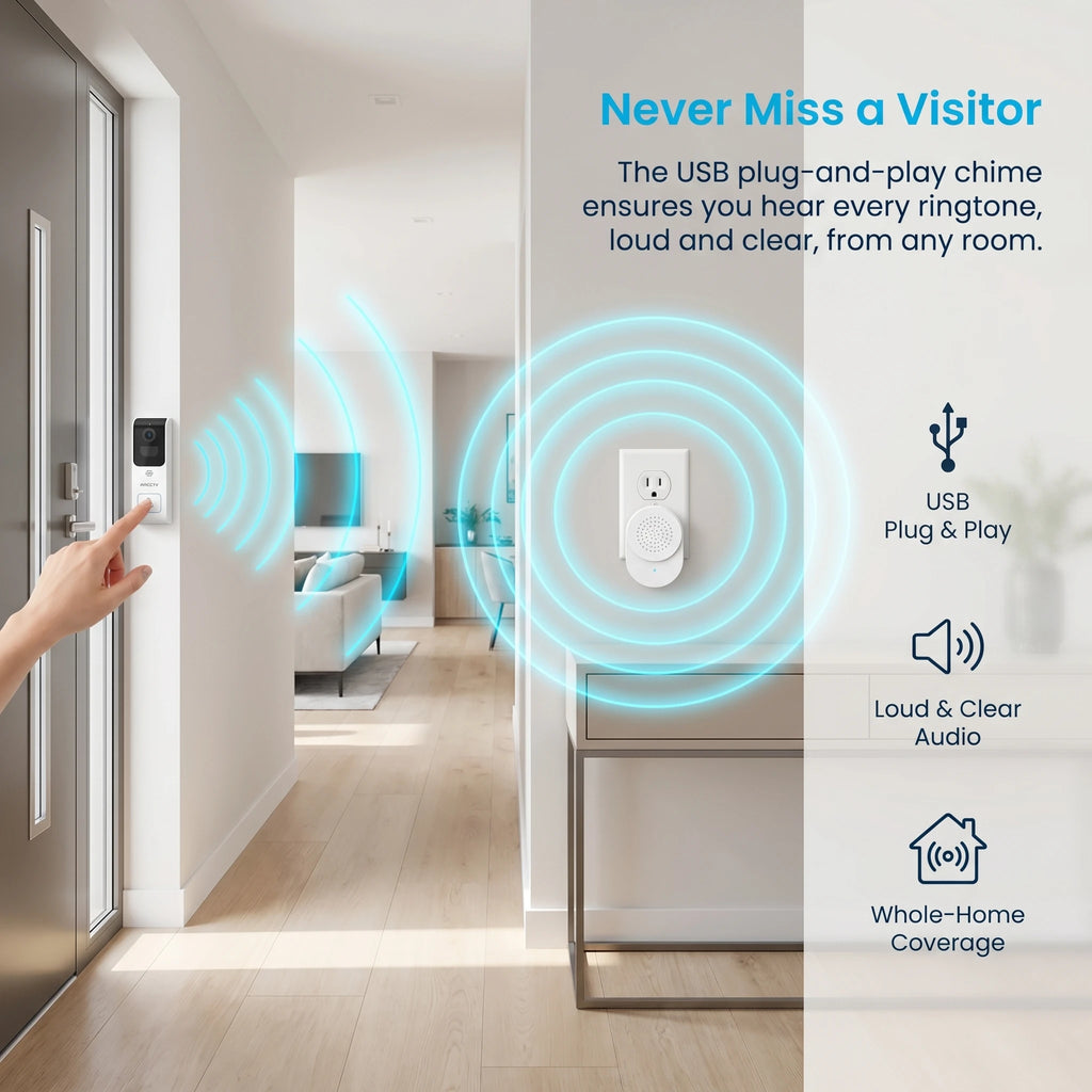 ARCCTV 2K Dual-band WiFi HD Video Doorbell Camera With Two-way Intercom Infrared Night Vision Motion Detection IP66 Waterproof