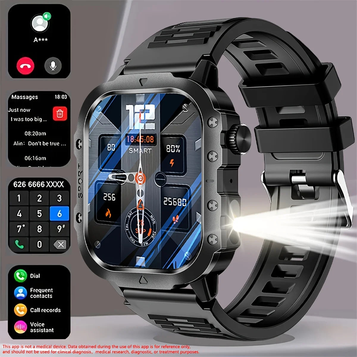 LAXASFIT 2026 New LED Smart Watch Men Bluetooth Calling Voice Control Multi Sport Modes Health Monitor Outdoor Smartwatch