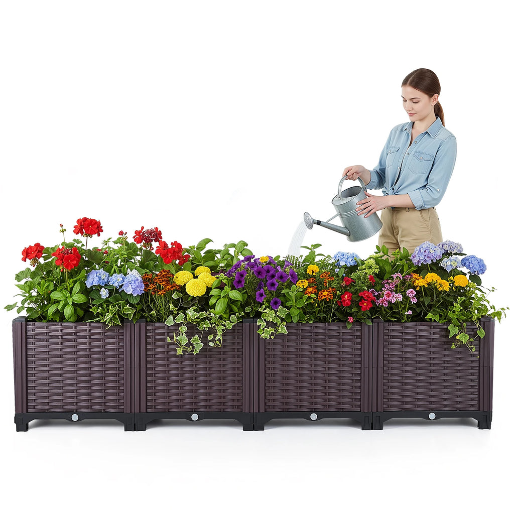 Large Raised Garden Bed Outdoor Galvanized Planter Box with Open Bottom Oval Planter Raised Bed for Gardening Plants
