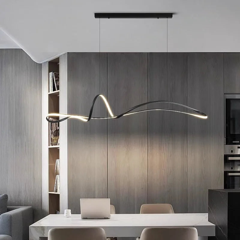 Modern 150cm LED Ring Light - Adjustable Dimmable Pendant for Creators A black Tidesmit