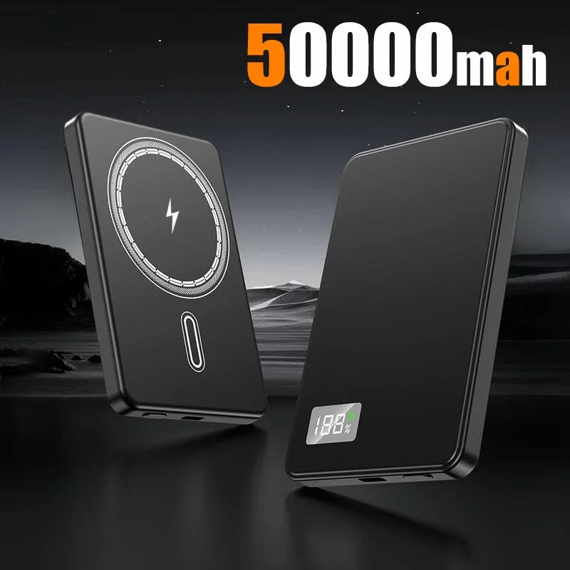 Magnetic Portable Charger 50000mAh - 22.5W Fast Charging Power Bank Black-50000mAh Tidesmit