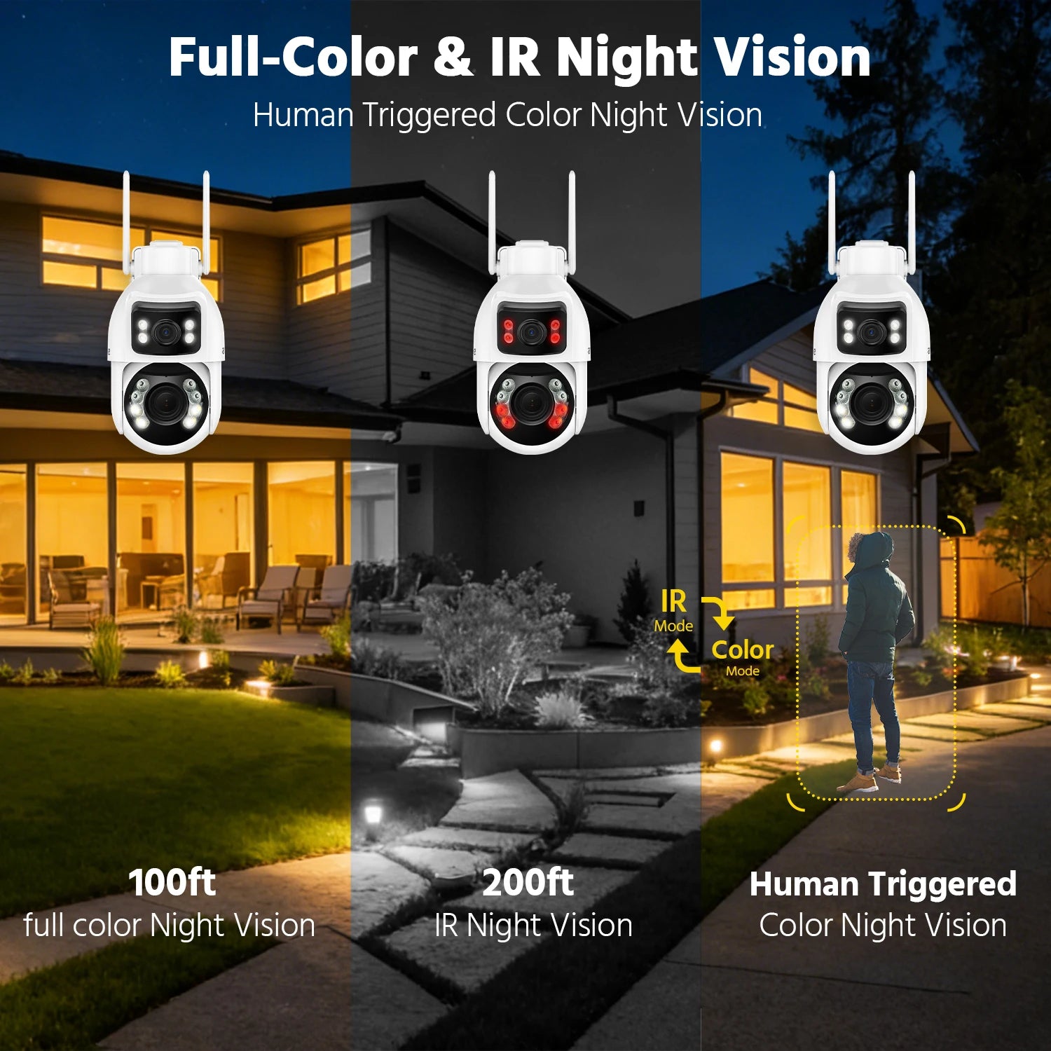 ANNKE WCD1012 10MP Dual-Lens PTZ Security Camera 12X Zoom Wifi Camera AI Human Tracking 1/2/4 PCS 2.4G Wireless Camera Outdoor