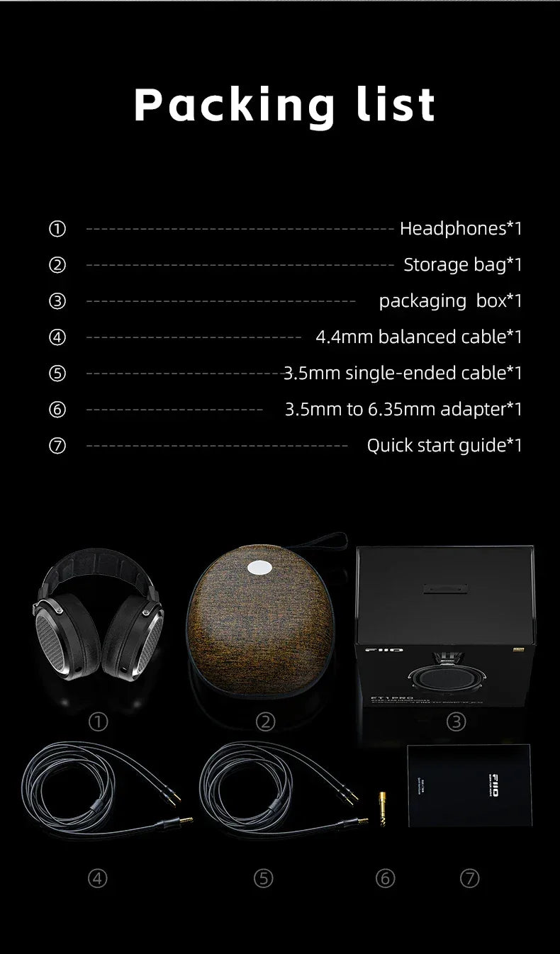 FiiO FT1 Pro Planar Magnetic Headphones Hi-Fi Black - Tidesmit Tidesmit