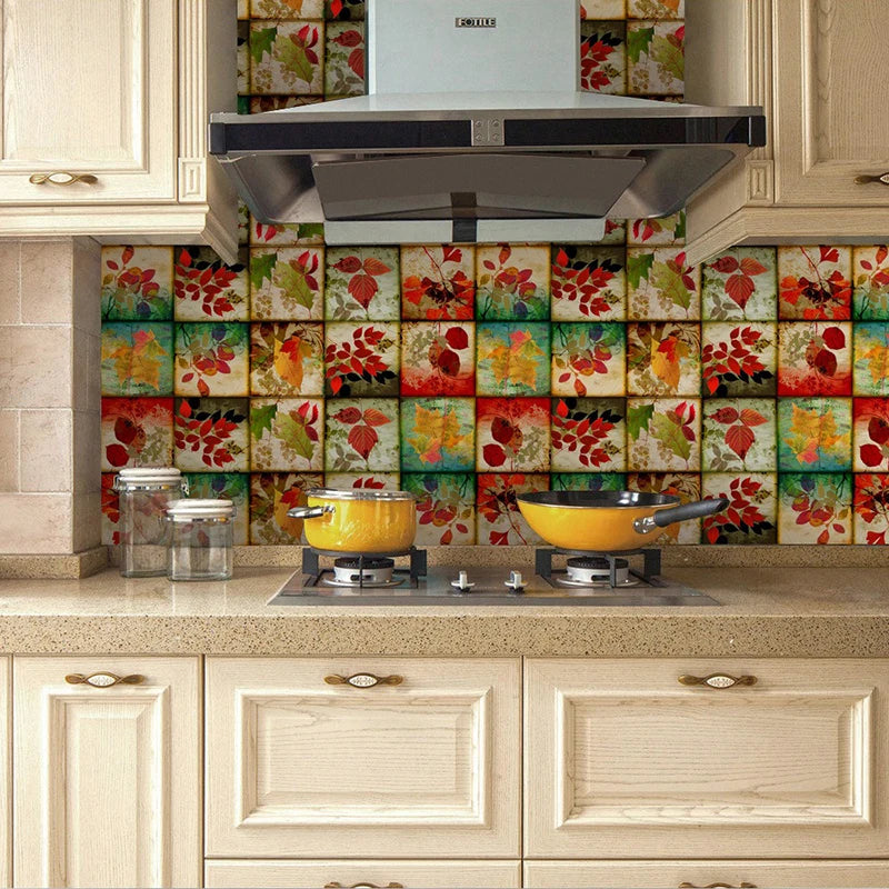 24pc Tile Stickers 4x4in Peel and Stick Backsplash Bathroom Waterproof Tile Stickers Colorful Mexican Tile Stick Home Decor
