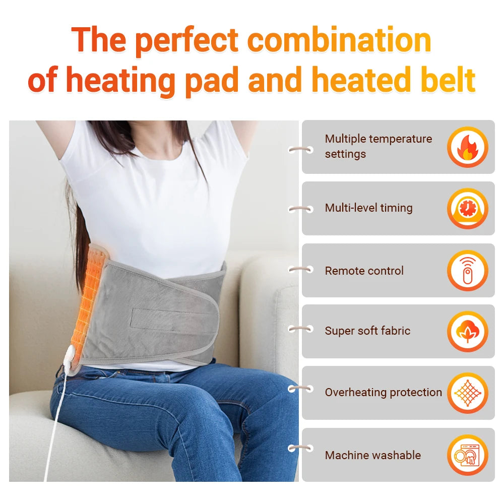 Electric Heating Pad for Back Pain Relief, 9-Heat Levels by Tidesmit Massage Cushion Tidesmit