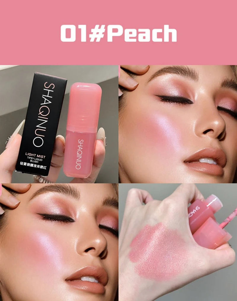Tidesmit SHAQINUO soft matte liquid blush in peach pink violet for natural face makeup waterproof jelly texture