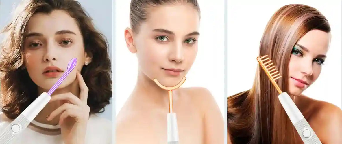 High Frequency Facial Wand - 6-Piece Acne & Wrinkle Treatment Tool Eye Massage Instrument Tidesmit