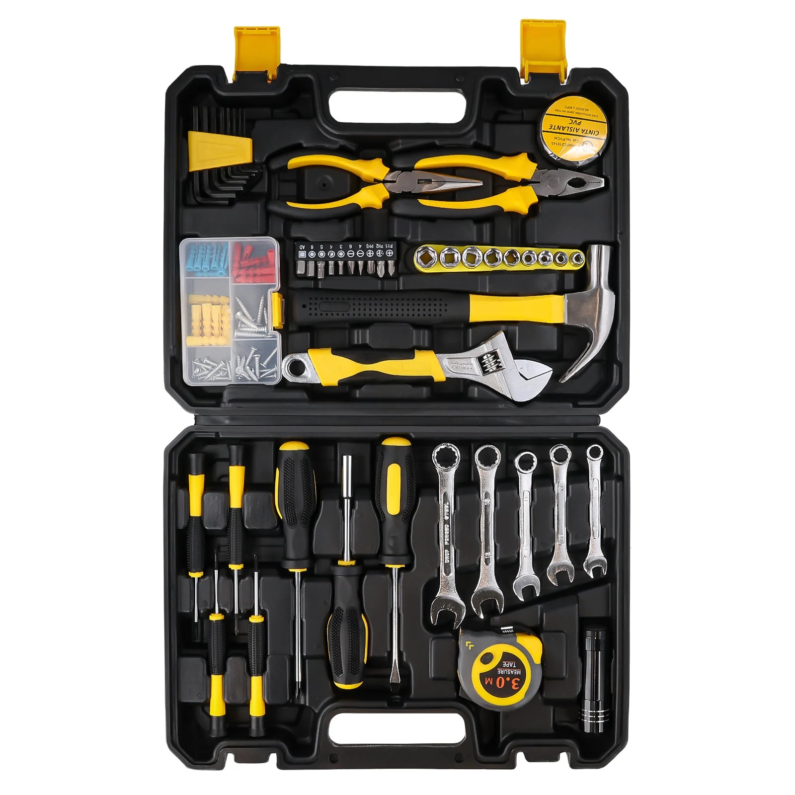 Podofo 88pcs Hand Tool Household Hardware Took Kit Auto Repairing Tool for Car Garage Home DIY Sockets Wrenches Screwdrivers Ratchets Handle Bits