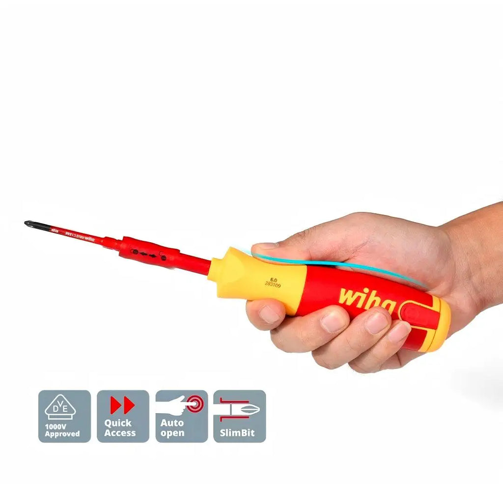 Wiha 90999C 6-Piece 1000V VDE Insulated Electrician Tool Kit, Multifunctional Pliers Screwdriver Set with Portable Storage Bag