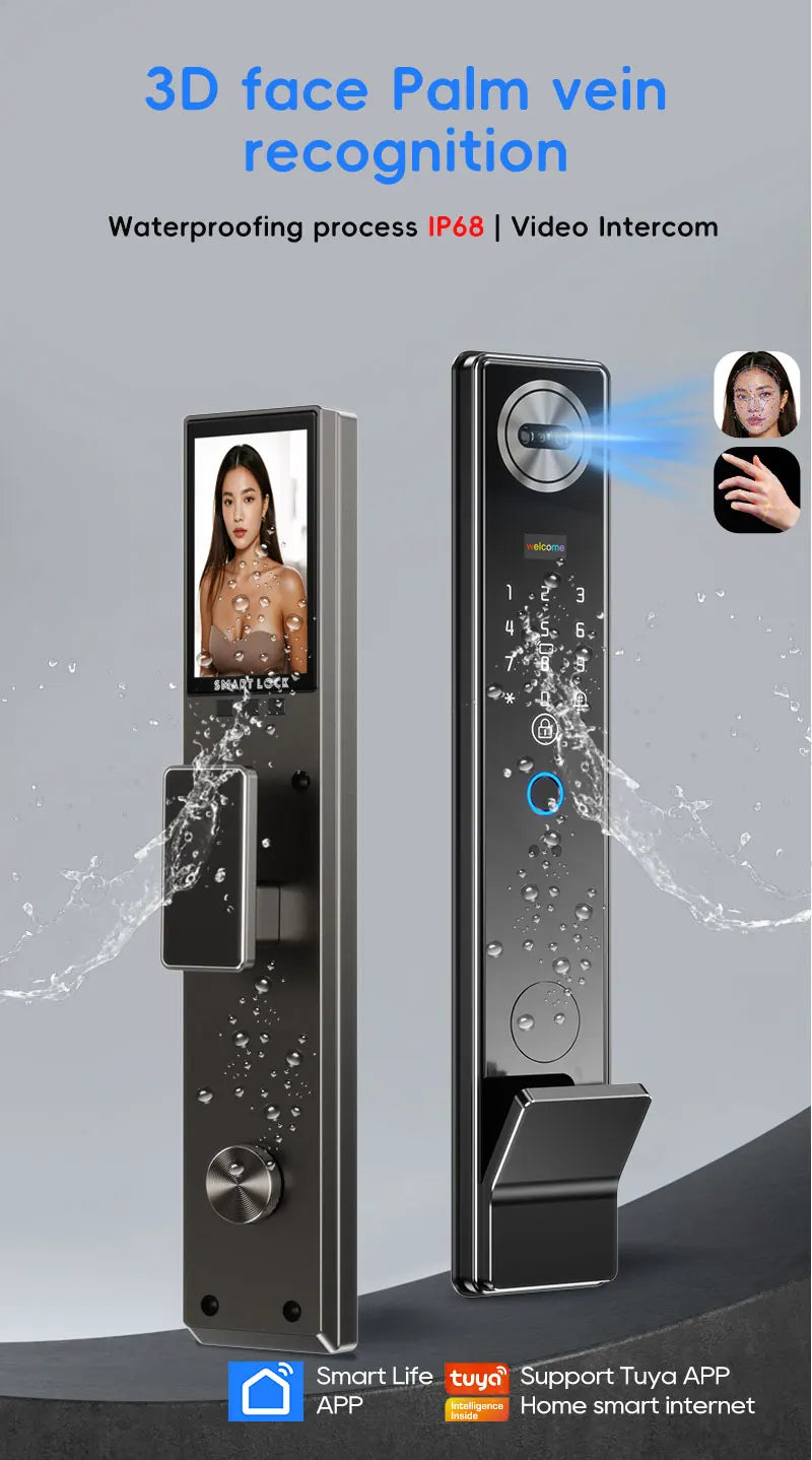 SANKESONG 3D Face Recognition Fingerprint Smart Door Lock WiFi Camera Electronic Lock Digital Electronic Key IC Card APP Unlock