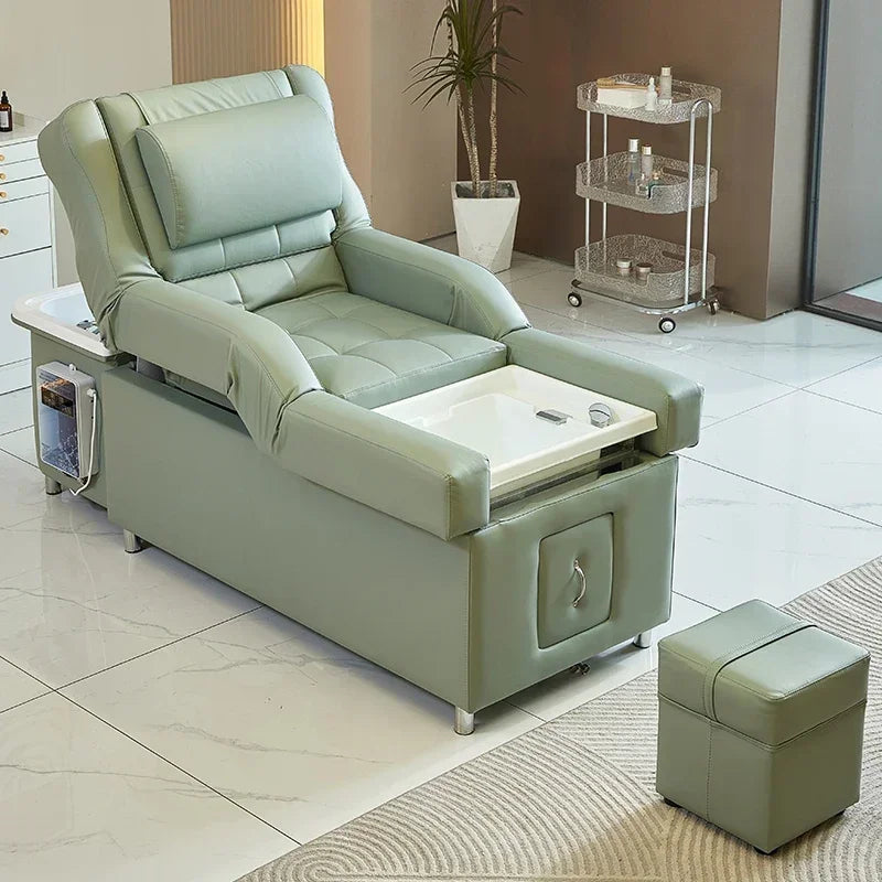 Massage Shampoo Bed with Foot Spa - Professional Black Spa Chair Massage Chairs Green Tidesmit