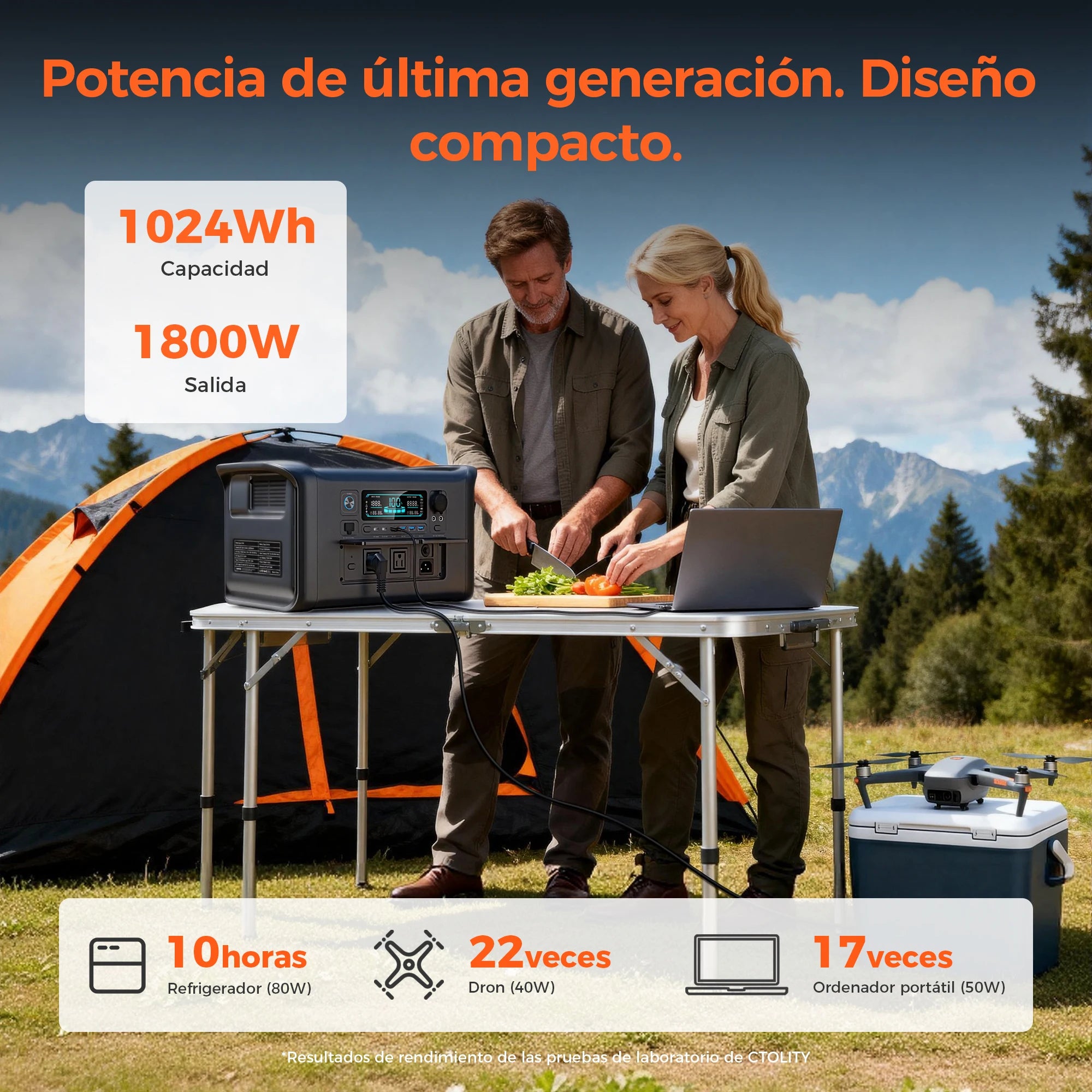 CTOLITY AP1000 1800W 1024WH Portable UPS Power Station LiFePO4 Battery AP400 500W 345WH Solar Generator Outdoor Power Supply