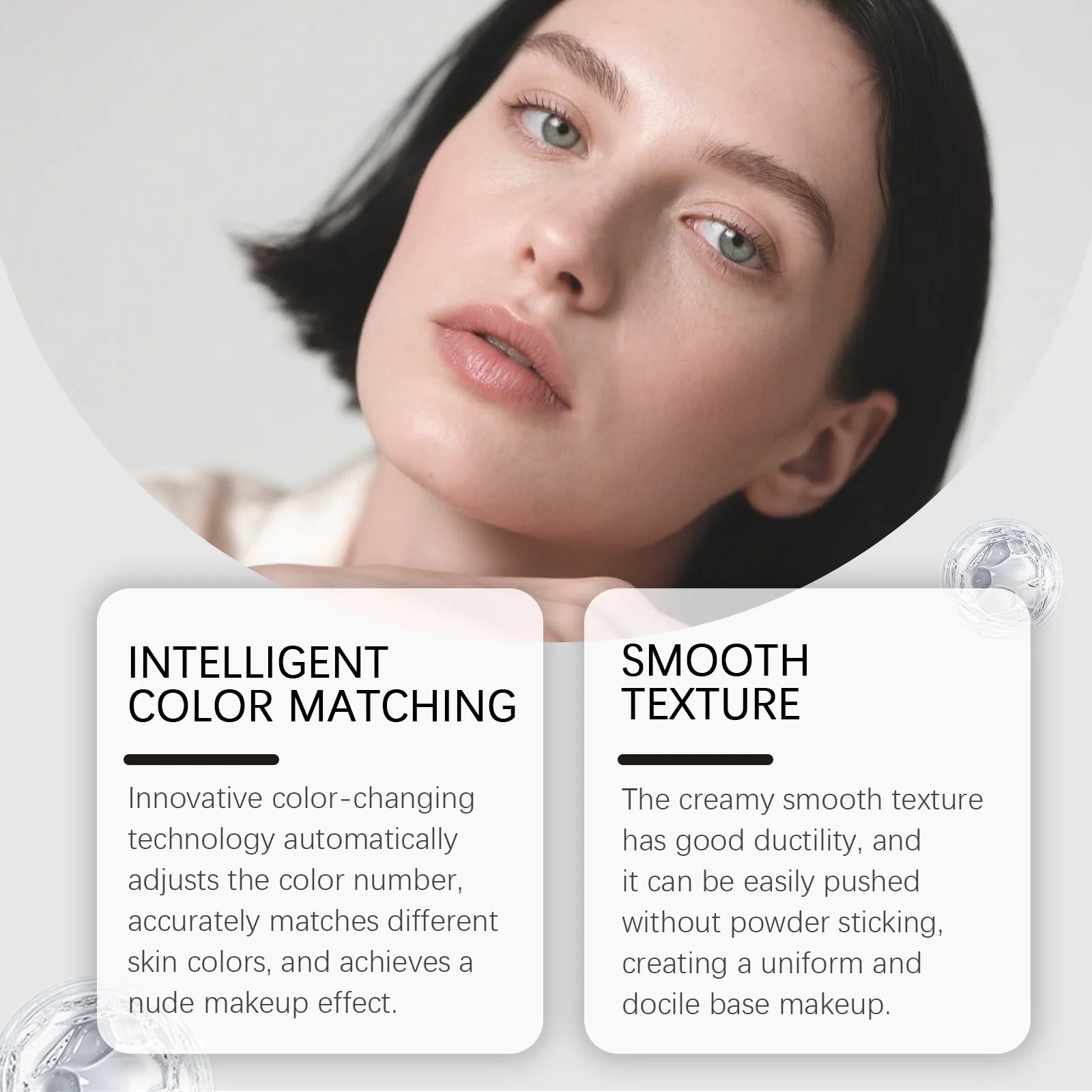 Tidesmit ivory white two in one color changing foundation stick matte texture close-up for light and thin face makeup
