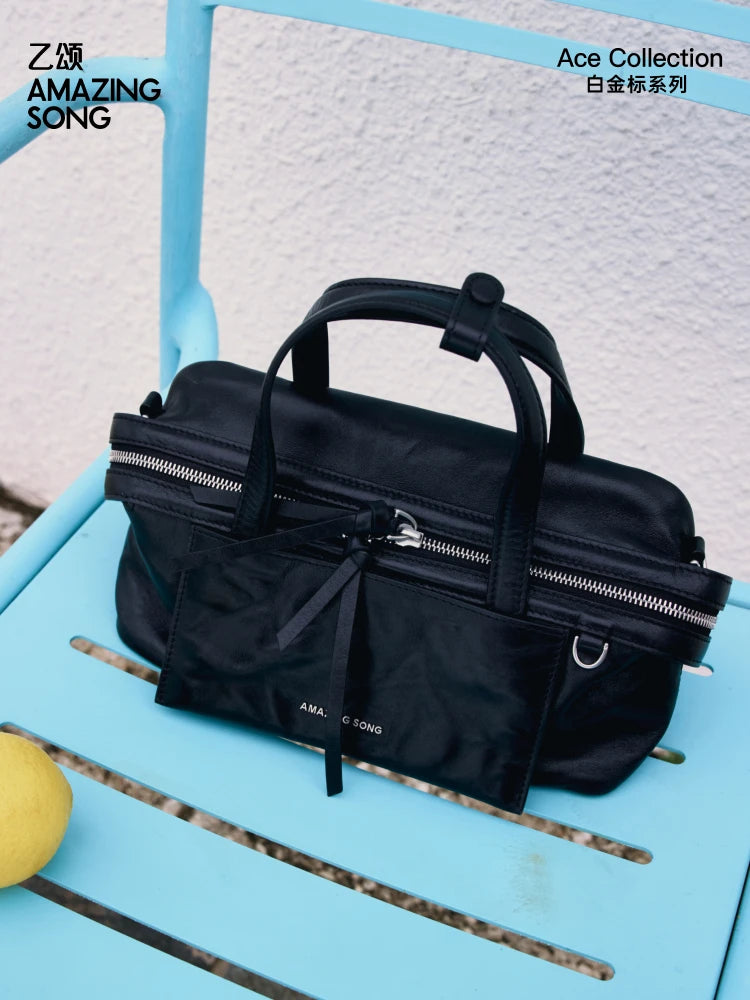 Amazing Song Original Design Cheese Roll Pillow Bag Small Top Grain Leather 2026 New Fashionable Women's bags