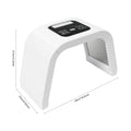 White arch-shaped PDT LED face mask device with a control panel and dimensions labeled on a white background.