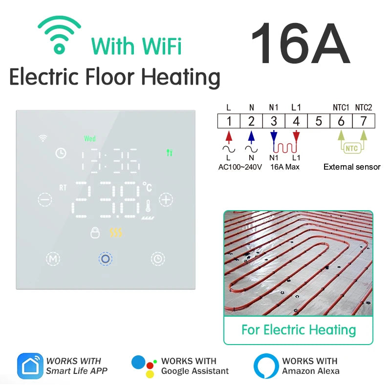 Smart Thermostat Tuya WiFi for Water/Electric Floor Heating Gas Boiler Remote Temperature Controller Alexa Google Yandex Voice