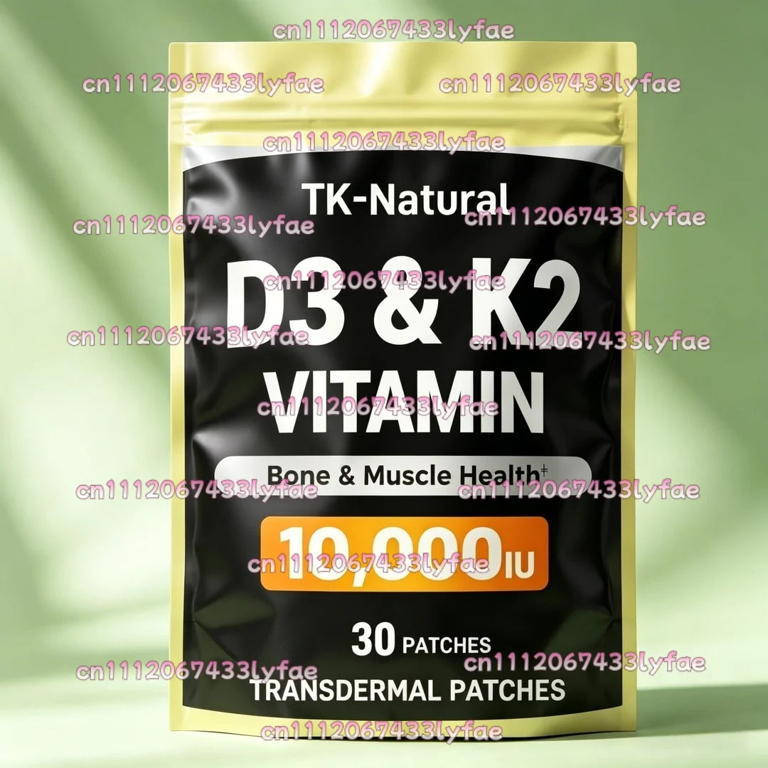 30 Patches Vitamin D3 with K2 (MK-7) Transdermal Patches - Support Heart & Immune, Bone & Teeth Health