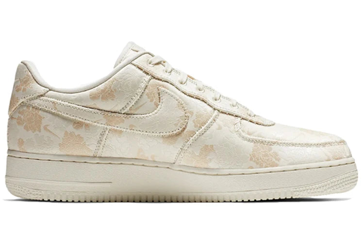 Nike Air Force 1 Premium OG Low Top Board Shoes Ivory White Floral Fabric Lightweight Non Slip Daily Casual Sneakers-AT3147-100