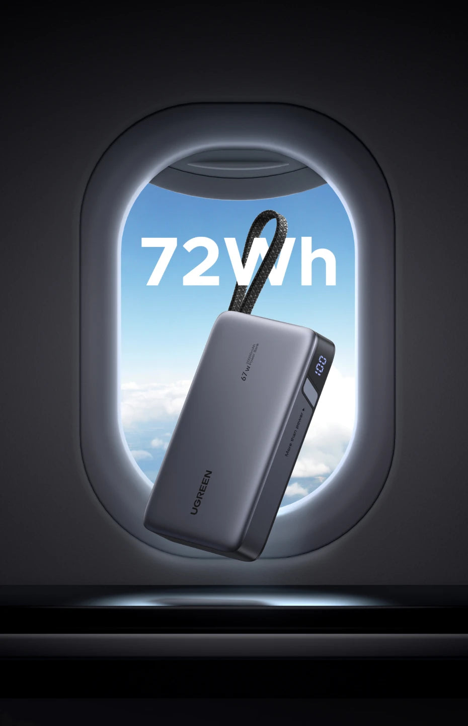 20000mAh Power Bank 67W Fast Charging Portable Charger with Built-in Cable Tidesmit