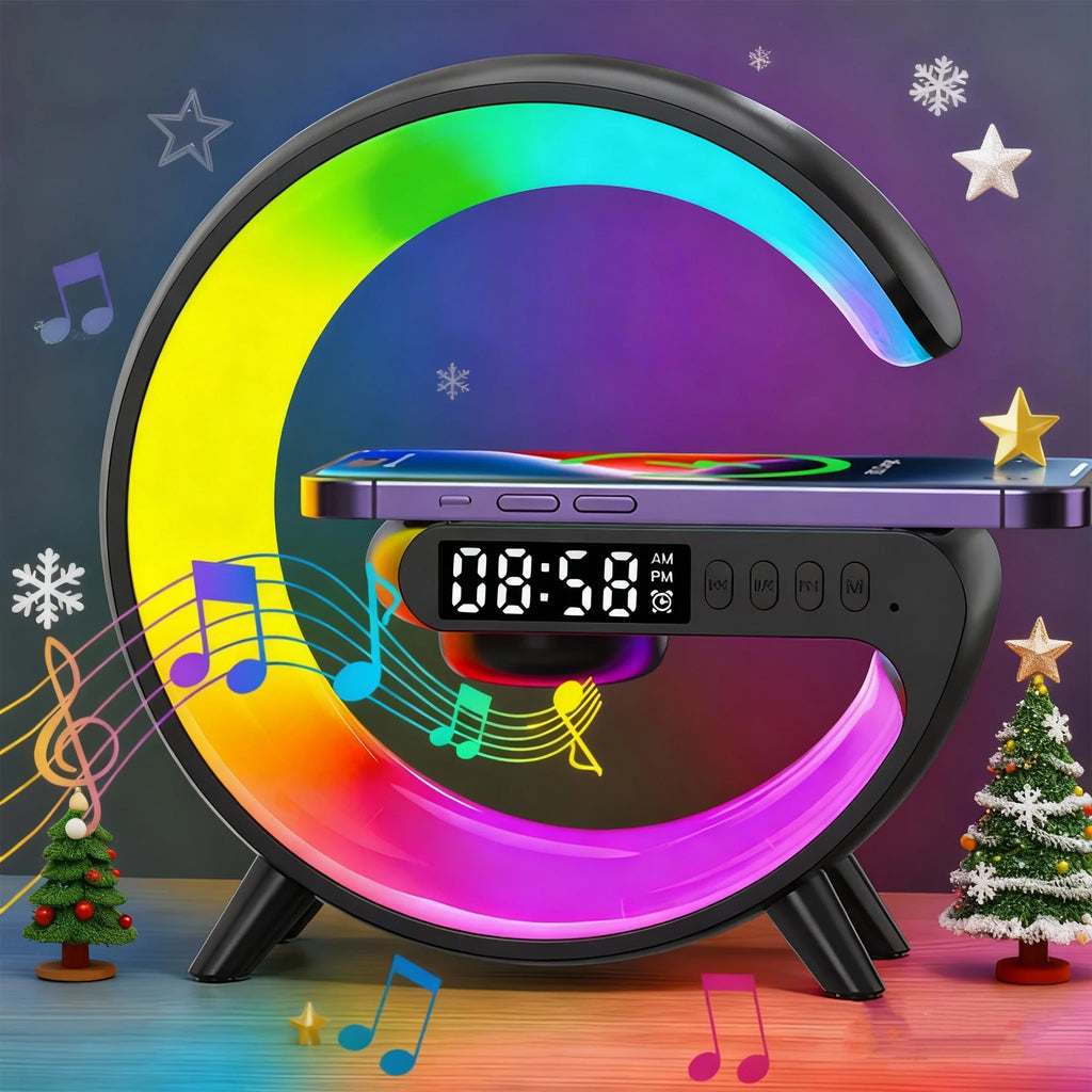 Wireless Charging Alarm Clock Speaker with Ambient Light & Bluetooth Tidesmit