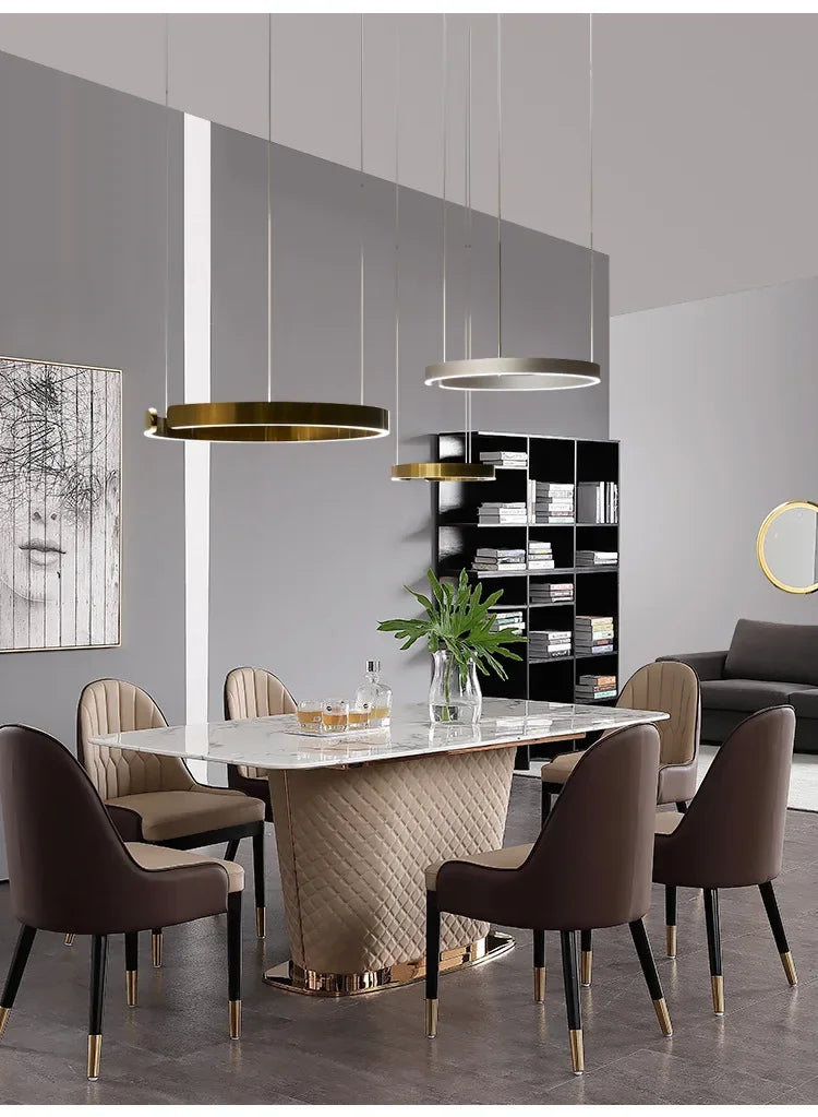 Modern LED Ring Chandelier Pendant Light - Gold & Black Finish Tidesmit