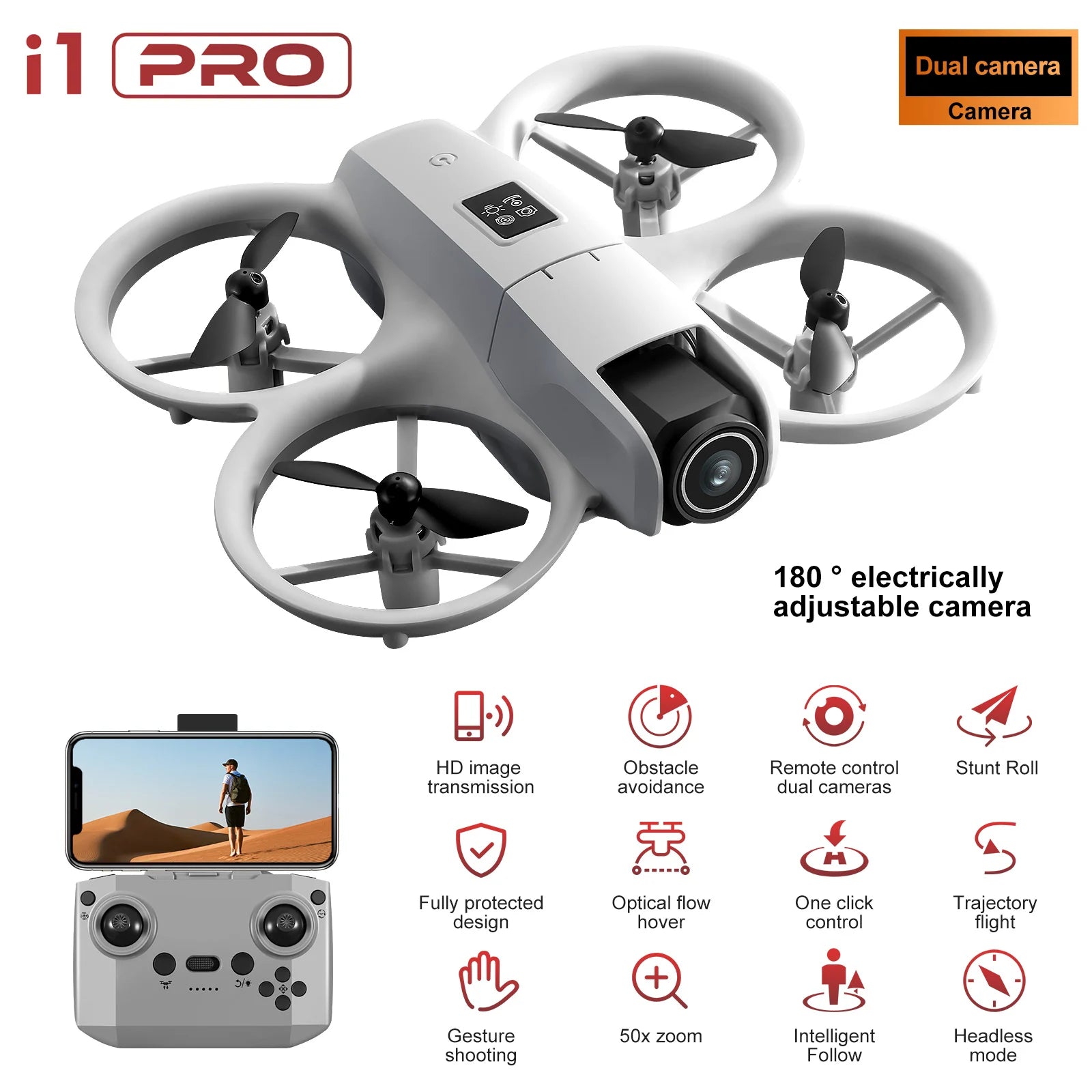 Mini 4K Camera Drone - Obstacle Avoidance & Foldable Design (i1PRO) Tidesmit