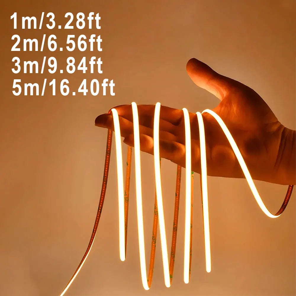 COB LED Strip Flexible High Density LED Strip 3mm COB Bar LED Light Warm 3000K White 6500K for Bedroom Kitchen Home