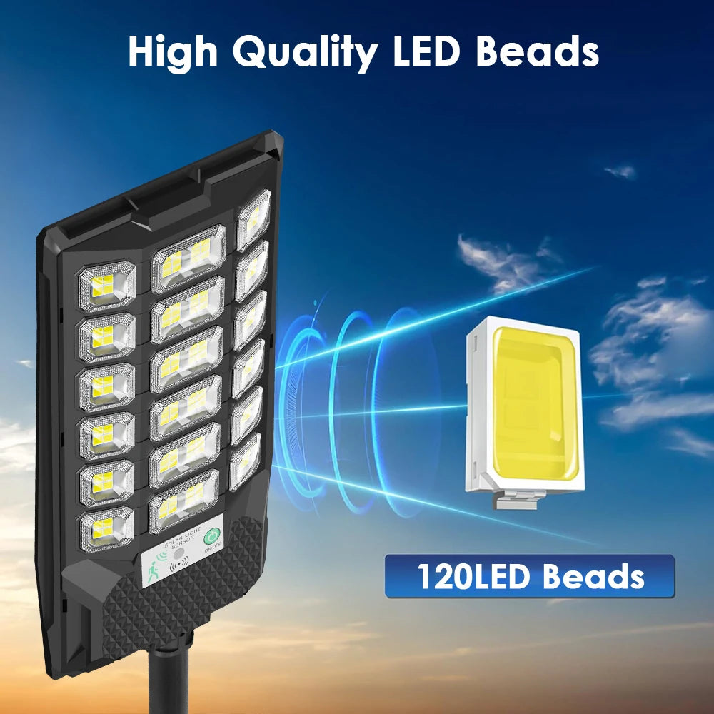 LED Solar Street Lights Outdoor Waterproof 50000LM Wide Angle Solar Light Parking Light Motion Sensor for Security Street Light