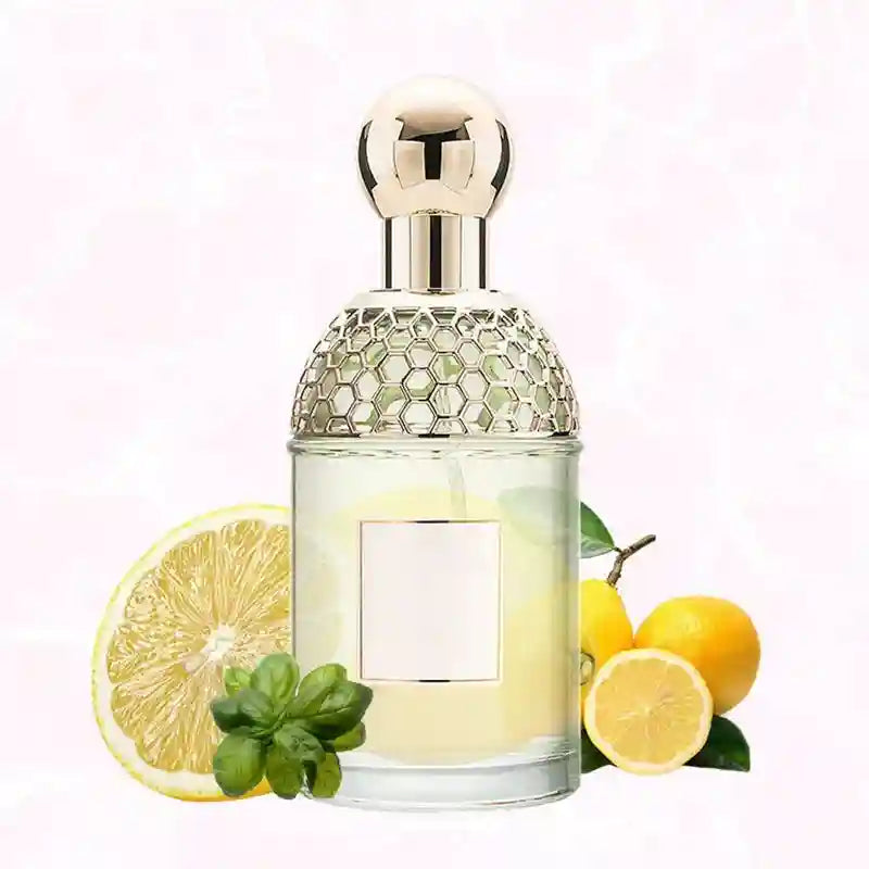 Flora Water floral fruity women's EDT, 100ml. Fresh lemon and basil summer perfume in honeycomb glass bottle.